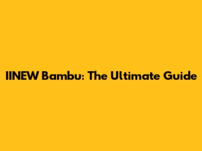 IINEW Bambu: The Ultimate Guide