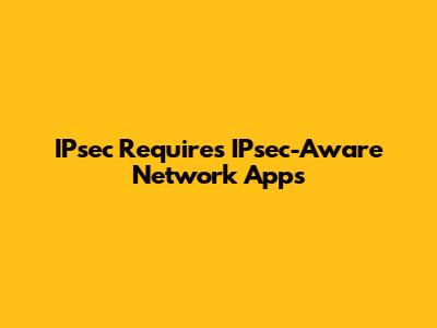 IPsec Requires IPsec-Aware Network Apps