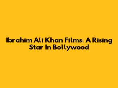 Ibrahim Ali Khan Films: A Rising Star In Bollywood