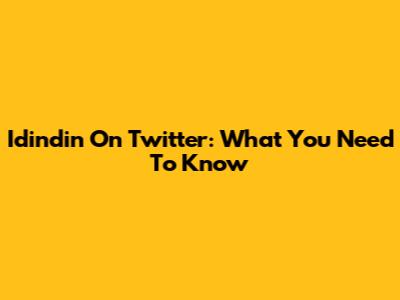 Idindin On Twitter: What You Need To Know