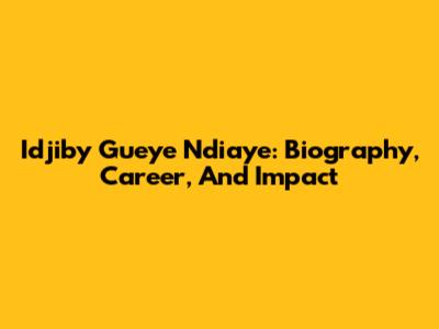 Idjiby Gueye Ndiaye: Biography, Career, And Impact