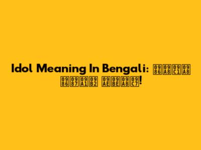 Idol Meaning In Bengali: আনুন আইডল মানে!