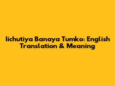 Iichutiya Banaya Tumko: English Translation & Meaning