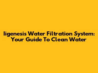 Iigenesis Water Filtration System: Your Guide To Clean Water