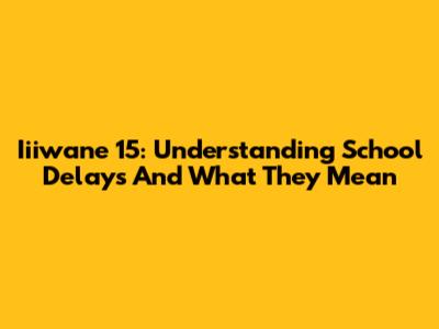 Iiiwane 15: Understanding School Delays And What They Mean