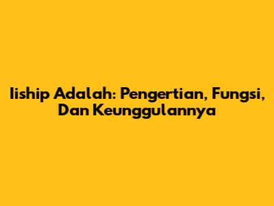 Iiship Adalah: Pengertian, Fungsi, Dan Keunggulannya