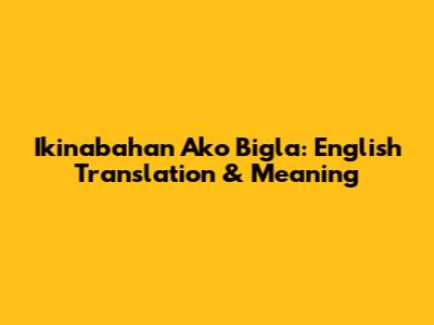 Ikinabahan Ako Bigla: English Translation & Meaning