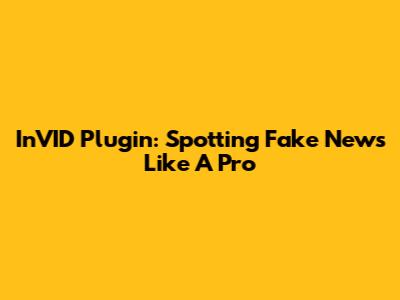 InVID Plugin: Spotting Fake News Like A Pro