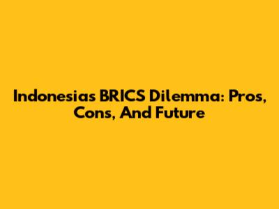 Indonesia's BRICS Dilemma: Pros, Cons, And Future
