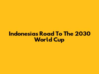 Indonesia's Road To The 2030 World Cup