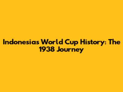 Indonesia's World Cup History: The 1938 Journey