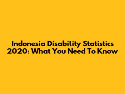 Indonesia Disability Statistics 2020: What You Need To Know