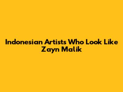Indonesian Artists Who Look Like Zayn Malik