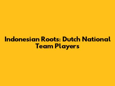 Indonesian Roots: Dutch National Team Players