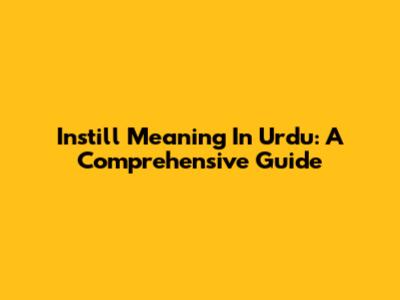 Instill Meaning In Urdu: A Comprehensive Guide