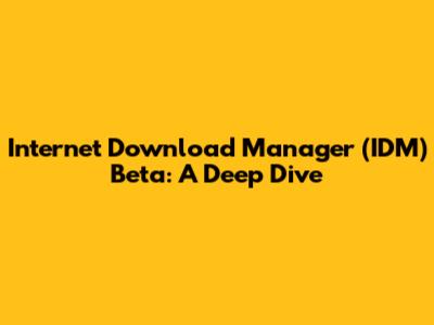 Internet Download Manager (IDM) Beta: A Deep Dive