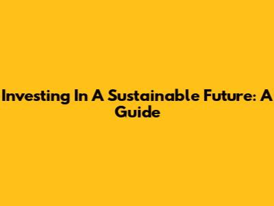 Investing In A Sustainable Future: A Guide