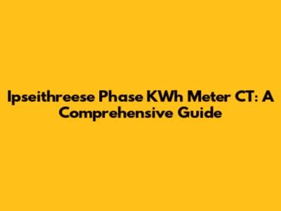 Ipseithreese Phase KWh Meter CT: A Comprehensive Guide