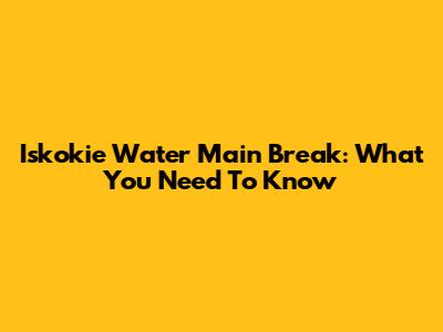 Iskokie Water Main Break: What You Need To Know