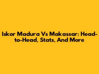 Iskor Madura Vs Makassar: Head-to-Head, Stats, And More