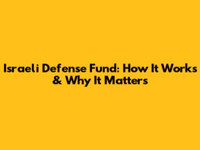 Israeli Defense Fund: How It Works & Why It Matters