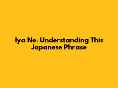 Iya Ne: Understanding This Japanese Phrase
