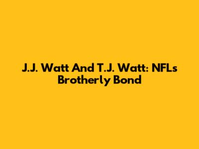 J.J. Watt And T.J. Watt: NFL's Brotherly Bond