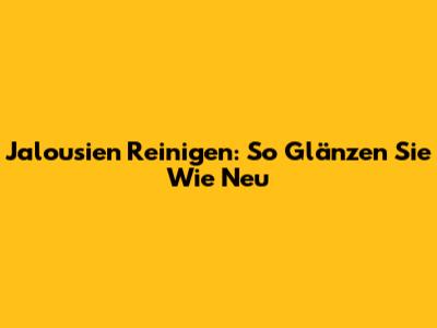 Jalousien Reinigen: So Glänzen Sie Wie Neu