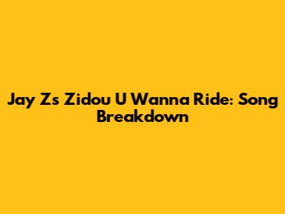 Jay Z's "Zidou U Wanna Ride": Song Breakdown
