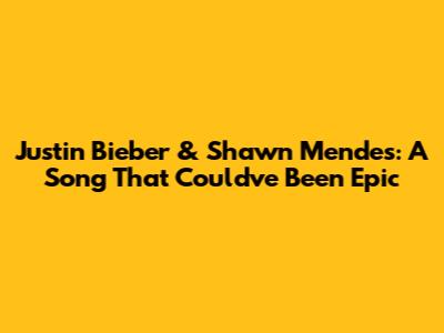Justin Bieber & Shawn Mendes: A Song That Could've Been Epic