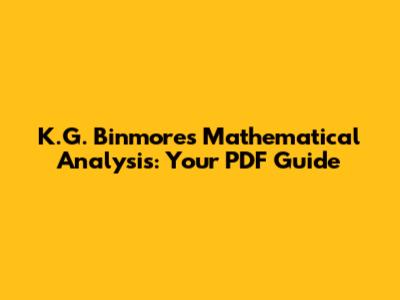 K.G. Binmore's Mathematical Analysis: Your PDF Guide