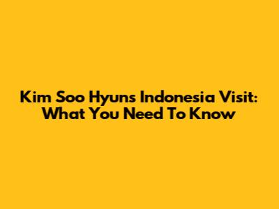 Kim Soo Hyun's Indonesia Visit: What You Need To Know