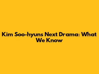 Kim Soo-hyun's Next Drama: What We Know