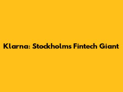 Klarna: Stockholm's Fintech Giant