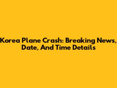 Korea Plane Crash: Breaking News, Date, And Time Details