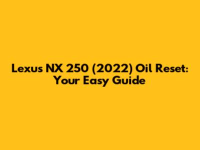 Lexus NX 250 (2022) Oil Reset: Your Easy Guide
