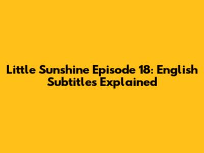 Little Sunshine Episode 18: English Subtitles Explained