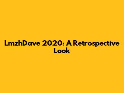 LmzhDave 2020: A Retrospective Look
