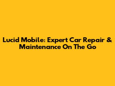 Lucid Mobile: Expert Car Repair & Maintenance On The Go