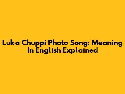 Luka Chuppi Photo Song: Meaning In English Explained