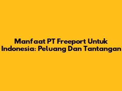 Manfaat PT Freeport Untuk Indonesia: Peluang Dan Tantangan