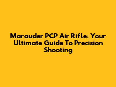 Marauder PCP Air Rifle: Your Ultimate Guide To Precision Shooting