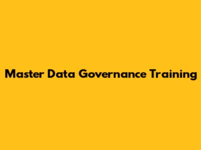 Master Data Governance Training