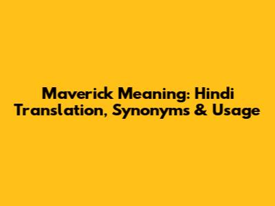 Maverick Meaning: Hindi Translation, Synonyms & Usage