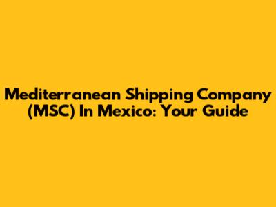 Mediterranean Shipping Company (MSC) In Mexico: Your Guide