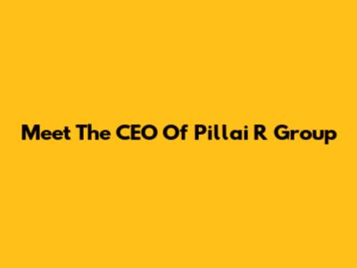 Meet The CEO Of Pillai R Group