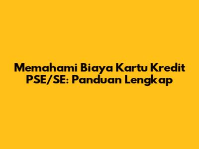 Memahami Biaya Kartu Kredit PSE/SE: Panduan Lengkap