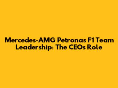 Mercedes-AMG Petronas F1 Team Leadership: The CEO's Role