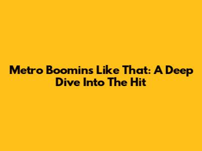 Metro Boomin's 'Like That': A Deep Dive Into The Hit