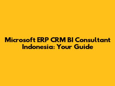 Microsoft ERP CRM BI Consultant Indonesia: Your Guide
